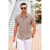 image:imageCOOFANDY Mens Cuban Guayabera Shirt Short Sleeve Button Down Shirts Casual Summer Beach Linen ShirtsMisty Rose