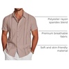 image:imageCOOFANDY Mens Cuban Guayabera Shirt Short Sleeve Button Down Shirts Casual Summer Beach Linen ShirtsMisty Rose