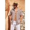 image:imageCOOFANDY Mens Cuban Guayabera Shirt Short Sleeve Button Down Shirts Casual Summer Beach Linen ShirtsMisty Rose