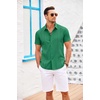 image:imageCOOFANDY Mens Cuban Guayabera Shirt Short Sleeve Button Down Shirts Casual Summer Beach Linen ShirtsOasis Green
