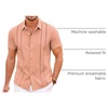 image:imageCOOFANDY Mens Cuban Guayabera Shirt Short Sleeve Button Down Shirts Casual Summer Beach Linen ShirtsPink