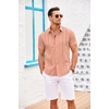 image:imageCOOFANDY Mens Cuban Guayabera Shirt Short Sleeve Button Down Shirts Casual Summer Beach Linen ShirtsPink