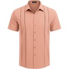 image:imageCOOFANDY Mens Cuban Guayabera Shirt Short Sleeve Button Down Shirts Casual Summer Beach Linen ShirtsPink