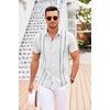 image:imageCOOFANDY Mens Cuban Guayabera Shirt Short Sleeve Button Down Shirts Casual Summer Beach Linen ShirtsWhiteblue Webbing