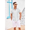image:imageCOOFANDY Mens Cuban Guayabera Shirt Short Sleeve Button Down Shirts Casual Summer Beach Linen ShirtsWhiteblue Webbing