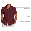 image:imageCOOFANDY Mens Cuban Guayabera Shirt Short Sleeve Button Down Shirts Casual Summer Beach Linen ShirtsWine Red