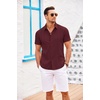 image:imageCOOFANDY Mens Cuban Guayabera Shirt Short Sleeve Button Down Shirts Casual Summer Beach Linen ShirtsWine Red
