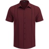 image:imageCOOFANDY Mens Cuban Guayabera Shirt Short Sleeve Button Down Shirts Casual Summer Beach Linen ShirtsWine Red
