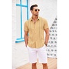 image:imageCOOFANDY Mens Cuban Guayabera Shirt Short Sleeve Button Down Shirts Casual Summer Beach Linen ShirtsYellow