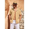 image:imageCOOFANDY Mens Cuban Guayabera Shirt Short Sleeve Button Down Shirts Casual Summer Beach Linen ShirtsYellow