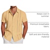 image:imageCOOFANDY Mens Cuban Guayabera Shirt Short Sleeve Button Down Shirts Casual Summer Beach Linen ShirtsYellow
