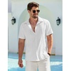 image:imageCOOFANDY Mens Cuban Guayabera Shirt Summer Beach Vacation Shirt Casual Short Sleeve Button Down Resort Wear01white