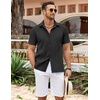 image:imageCOOFANDY Mens Cuban Guayabera Shirt Summer Beach Vacation Shirt Casual Short Sleeve Button Down Resort WearBlack