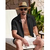 image:imageCOOFANDY Mens Cuban Guayabera Shirt Summer Beach Vacation Shirt Casual Short Sleeve Button Down Resort WearBlack
