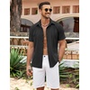 image:imageCOOFANDY Mens Cuban Guayabera Shirt Summer Beach Vacation Shirt Casual Short Sleeve Button Down Resort WearBlack