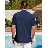 image:imageCOOFANDY Mens Cuban Guayabera Shirt Summer Beach Vacation Shirt Casual Short Sleeve Button Down Resort WearBlack Iris