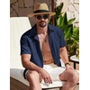 image:imageCOOFANDY Mens Cuban Guayabera Shirt Summer Beach Vacation Shirt Casual Short Sleeve Button Down Resort WearBlack Iris