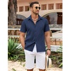 image:imageCOOFANDY Mens Cuban Guayabera Shirt Summer Beach Vacation Shirt Casual Short Sleeve Button Down Resort WearBlack Iris