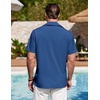 image:imageCOOFANDY Mens Cuban Guayabera Shirt Summer Beach Vacation Shirt Casual Short Sleeve Button Down Resort WearDark Blue