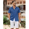 image:imageCOOFANDY Mens Cuban Guayabera Shirt Summer Beach Vacation Shirt Casual Short Sleeve Button Down Resort WearDark Blue