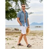 image:imageCOOFANDY Mens Cuban Guayabera Shirt Summer Beach Vacation Shirt Casual Short Sleeve Button Down Resort WearDenim Blue