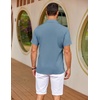 image:imageCOOFANDY Mens Cuban Guayabera Shirt Summer Beach Vacation Shirt Casual Short Sleeve Button Down Resort WearDenim Blue