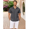image:imageCOOFANDY Mens Cuban Guayabera Shirt Summer Beach Vacation Shirt Casual Short Sleeve Button Down Resort WearGranite Gray