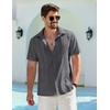 image:imageCOOFANDY Mens Cuban Guayabera Shirt Summer Beach Vacation Shirt Casual Short Sleeve Button Down Resort WearGranite Gray