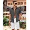 image:imageCOOFANDY Mens Cuban Guayabera Shirt Summer Beach Vacation Shirt Casual Short Sleeve Button Down Resort WearGranite Gray