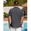 image:imageCOOFANDY Mens Cuban Guayabera Shirt Summer Beach Vacation Shirt Casual Short Sleeve Button Down Resort WearGranite Gray