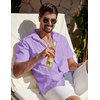 image:imageCOOFANDY Mens Cuban Guayabera Shirt Summer Beach Vacation Shirt Casual Short Sleeve Button Down Resort WearPurple Rose