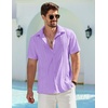 image:imageCOOFANDY Mens Cuban Guayabera Shirt Summer Beach Vacation Shirt Casual Short Sleeve Button Down Resort WearPurple Rose