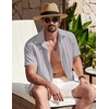 image:imageCOOFANDY Mens Cuban Guayabera Shirt Summer Beach Vacation Shirt Casual Short Sleeve Button Down Resort WearQuiet Gray