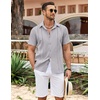 image:imageCOOFANDY Mens Cuban Guayabera Shirt Summer Beach Vacation Shirt Casual Short Sleeve Button Down Resort WearQuiet Gray