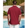 image:imageCOOFANDY Mens Cuban Guayabera Shirt Summer Beach Vacation Shirt Casual Short Sleeve Button Down Resort WearRed Dahlia