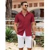 image:imageCOOFANDY Mens Cuban Guayabera Shirt Summer Beach Vacation Shirt Casual Short Sleeve Button Down Resort WearRed Dahlia