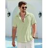 image:imageCOOFANDY Mens Cuban Guayabera Shirt Summer Beach Vacation Shirt Casual Short Sleeve Button Down Resort WearSea Foam