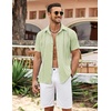 image:imageCOOFANDY Mens Cuban Guayabera Shirt Summer Beach Vacation Shirt Casual Short Sleeve Button Down Resort WearSea Foam