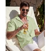 image:imageCOOFANDY Mens Cuban Guayabera Shirt Summer Beach Vacation Shirt Casual Short Sleeve Button Down Resort WearSea Foam