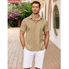 image:imageCOOFANDY Mens Cuban Guayabera Shirt Summer Beach Vacation Shirt Casual Short Sleeve Button Down Resort WearSesame