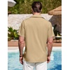 image:imageCOOFANDY Mens Cuban Guayabera Shirt Summer Beach Vacation Shirt Casual Short Sleeve Button Down Resort WearSesame