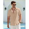 image:imageCOOFANDY Mens Cuban Guayabera Shirt Summer Beach Vacation Shirt Casual Short Sleeve Button Down Resort WearShortbread