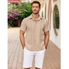 image:imageCOOFANDY Mens Cuban Guayabera Shirt Summer Beach Vacation Shirt Casual Short Sleeve Button Down Resort WearShortbread