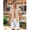 image:imageCOOFANDY Mens Cuban Guayabera Shirt Summer Beach Vacation Shirt Casual Short Sleeve Button Down Resort WearShortbread
