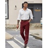 image:imageCOOFANDY Mens Dress Pants Regular Fit Flat Front Pant Expandable Waist Casual SlacksBurgundy Red