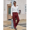 image:imageCOOFANDY Mens Dress Pants Regular Fit Flat Front Pant Expandable Waist Casual SlacksBurgundy Red