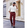 image:imageCOOFANDY Mens Dress Pants Regular Fit Flat Front Pant Expandable Waist Casual SlacksBurgundy Red