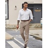 image:imageCOOFANDY Mens Dress Pants Regular Fit Flat Front Pant Expandable Waist Casual SlacksKhaki