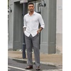 image:imageCOOFANDY Mens Dress Pants Regular Fit Flat Front Pant Expandable Waist Casual SlacksLight Gray