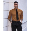 image:imageCOOFANDY Mens Dress Shirt Long Sleeve Casual Button Down Paisley Shirts Party Wedding Dress ShirtBrown